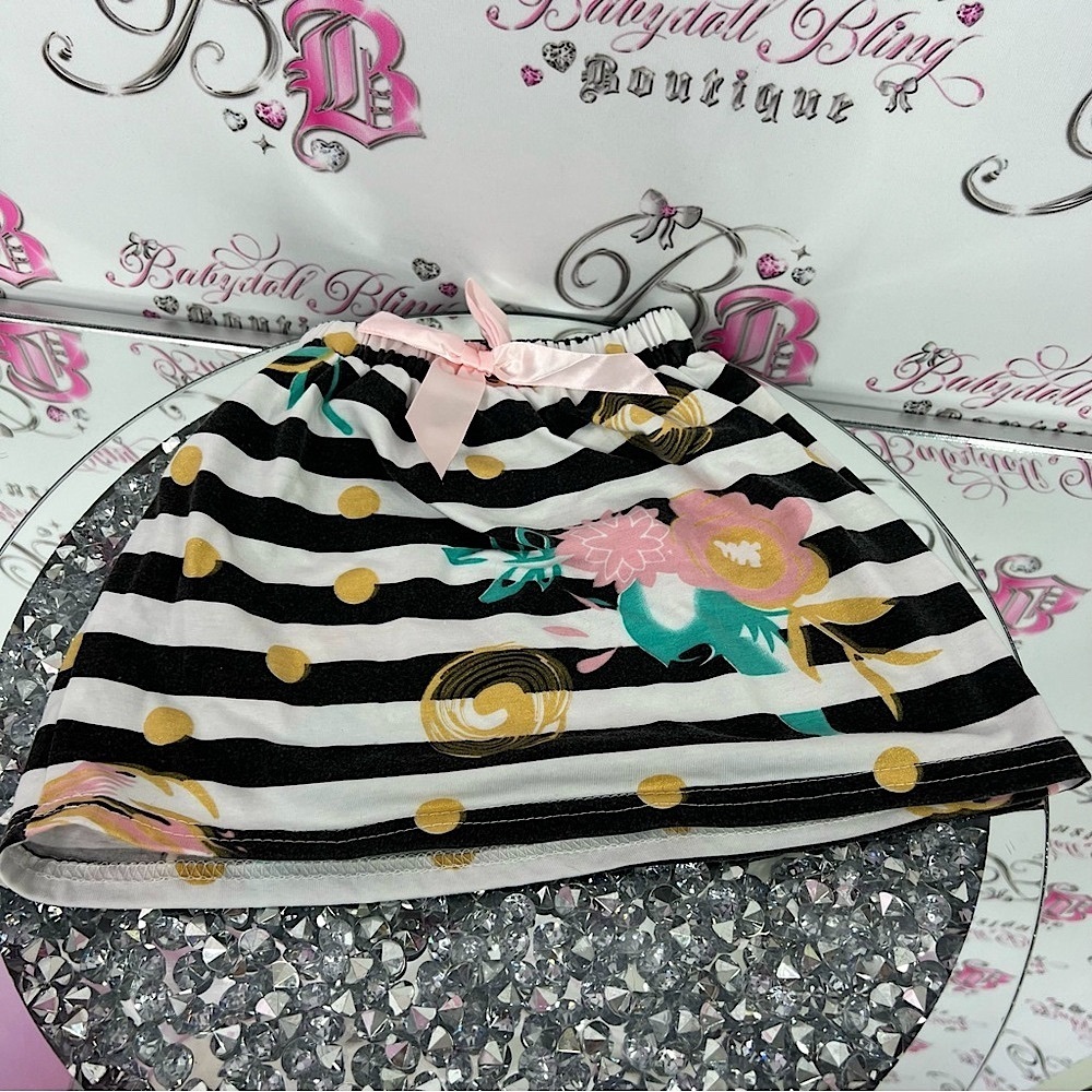 Skirt kids bow ribbon flowers Striped Floral Kids Skirt stretchy waist bow